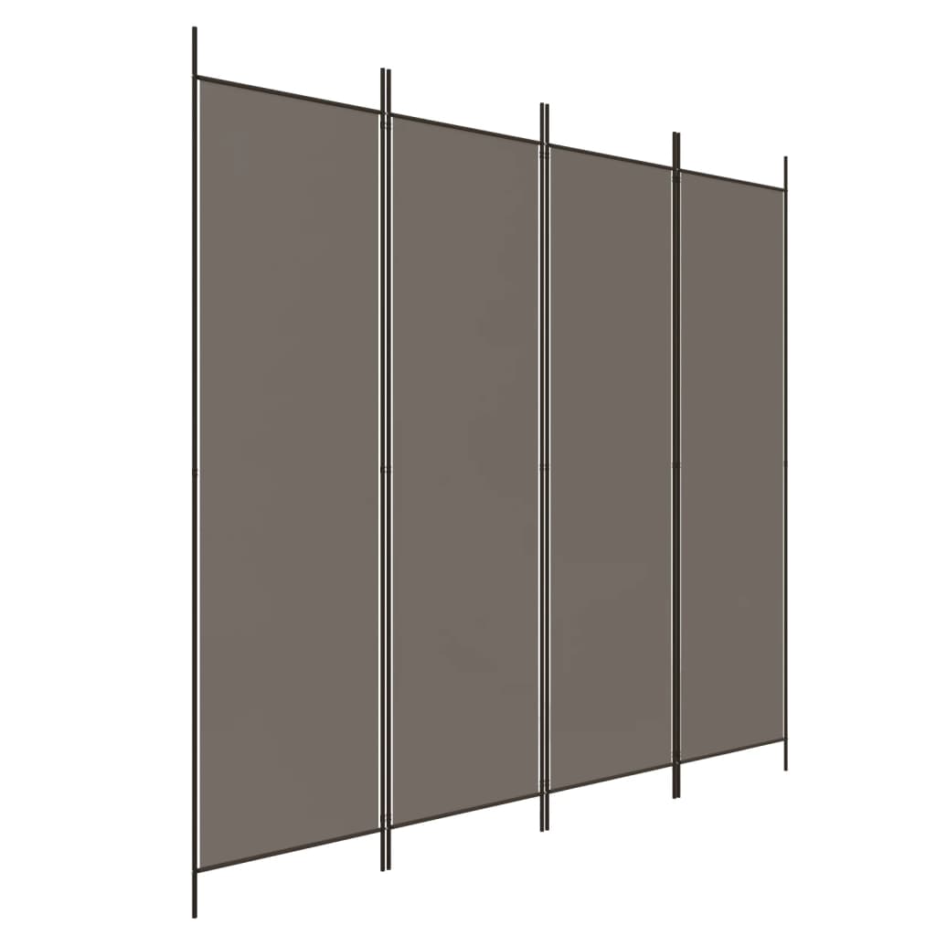 Cloison de séparation 4 panneaux Anthracite 200×200 cm Tissu