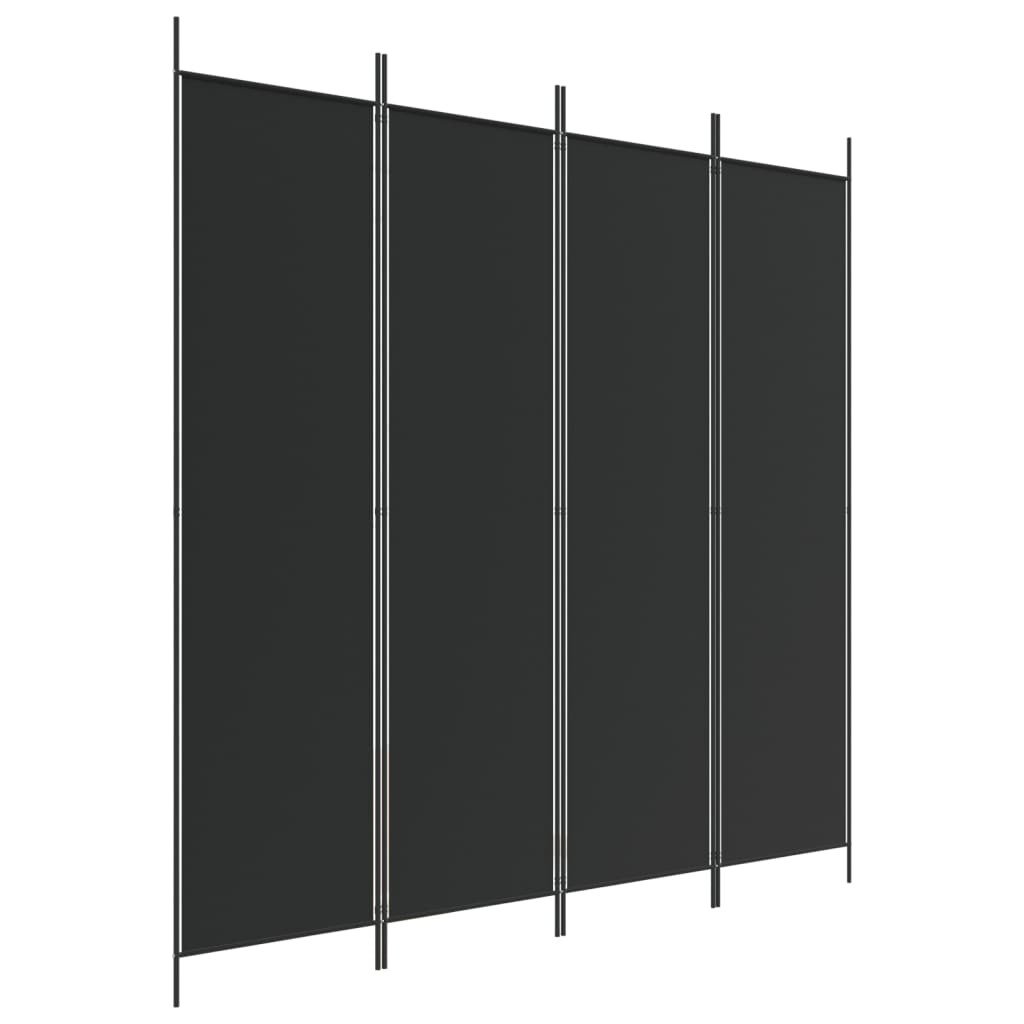 Cloison de séparation 4 panneaux Noir 200×200 cm Tissu