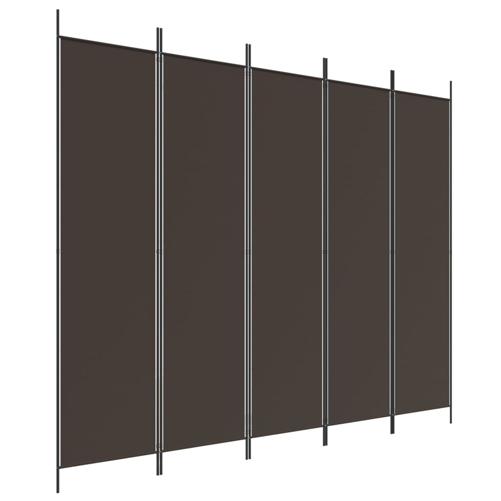 Cloison de séparation 5 panneaux Marron 250×200 cm Tissu