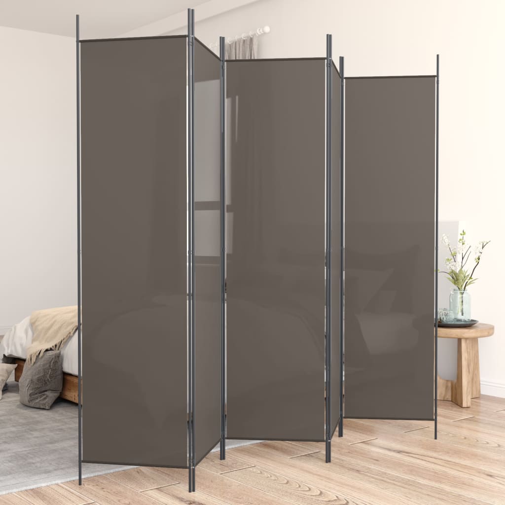 Paravent intérieur 5 panneaux Anthracite 250×200 cm Tissu