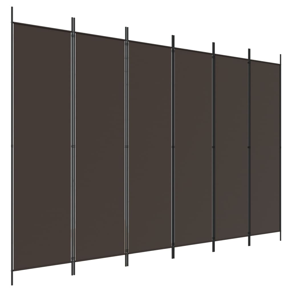 Cloison de séparation 6 panneaux Marron 300×200 cm Tissu