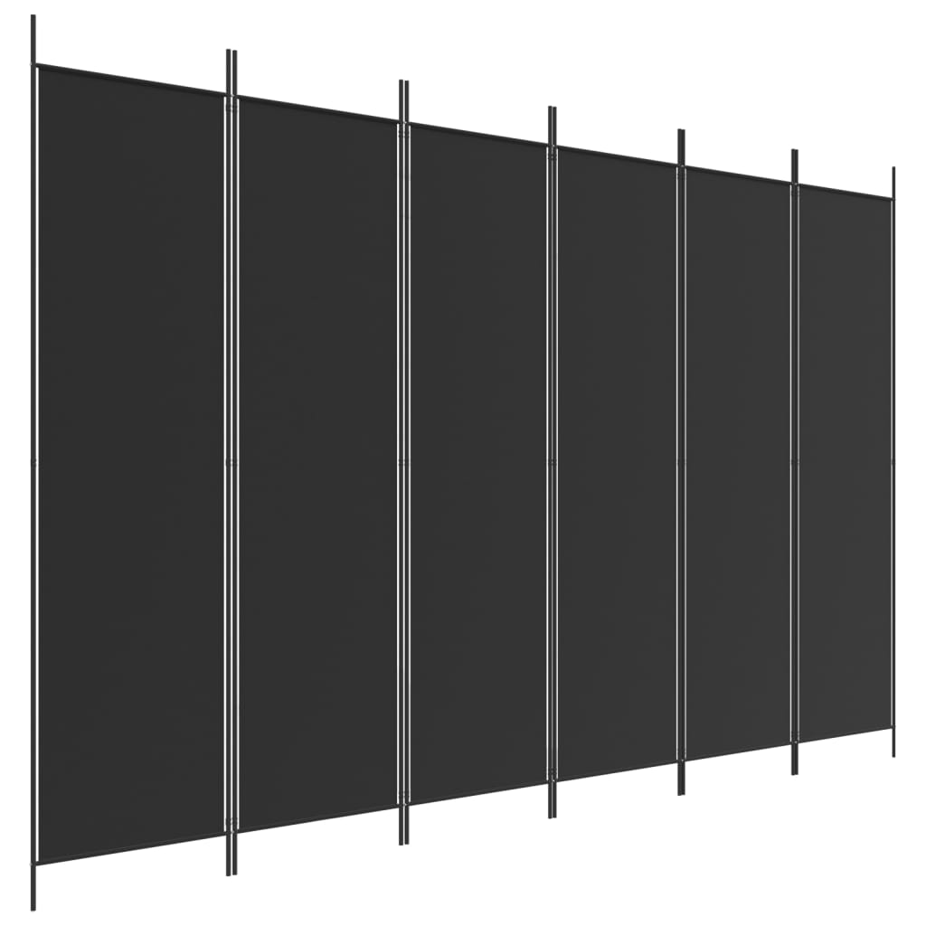 Cloison de séparation 6 panneaux Noir 300×200 cm Tissu