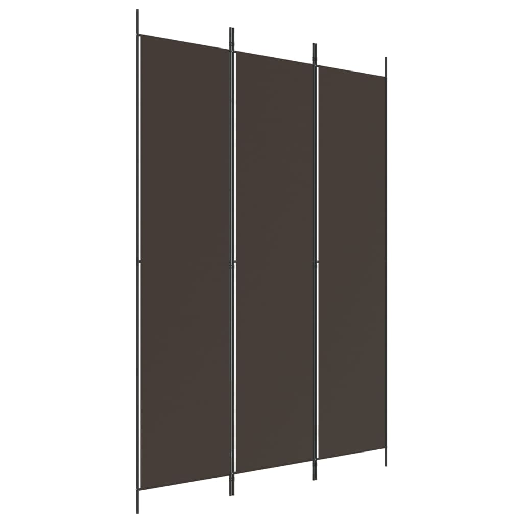 Cloison de séparation 3 panneaux Marron 150×220 cm Tissu