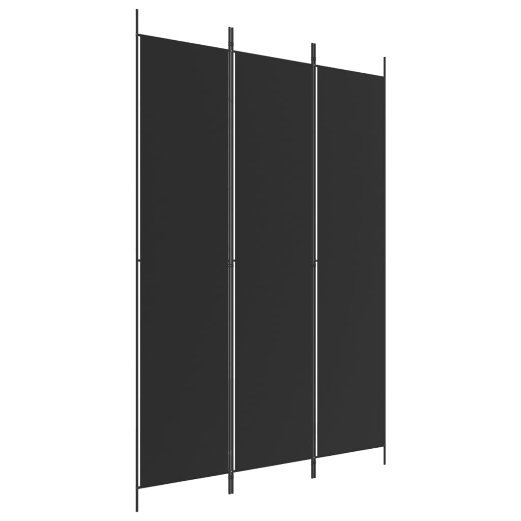 Paravent intérieur 3 panneaux Noir 150×220 cm Tissu