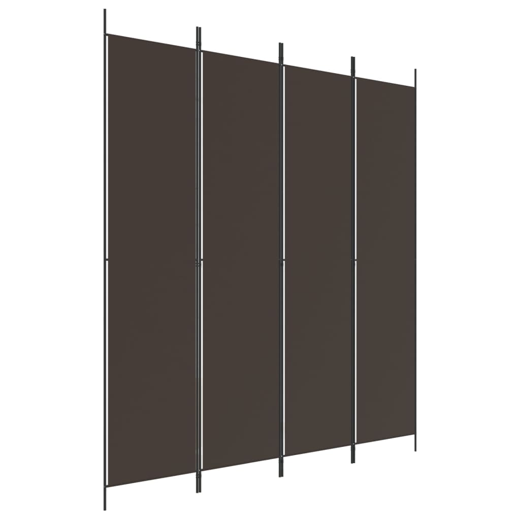 Cloison de séparation 4 panneaux Marron 200×220 cm Tissu