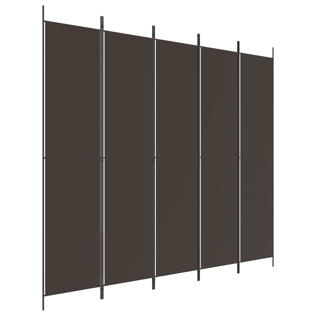 Cloison de séparation 5 panneaux Marron 250×220 cm Tissu