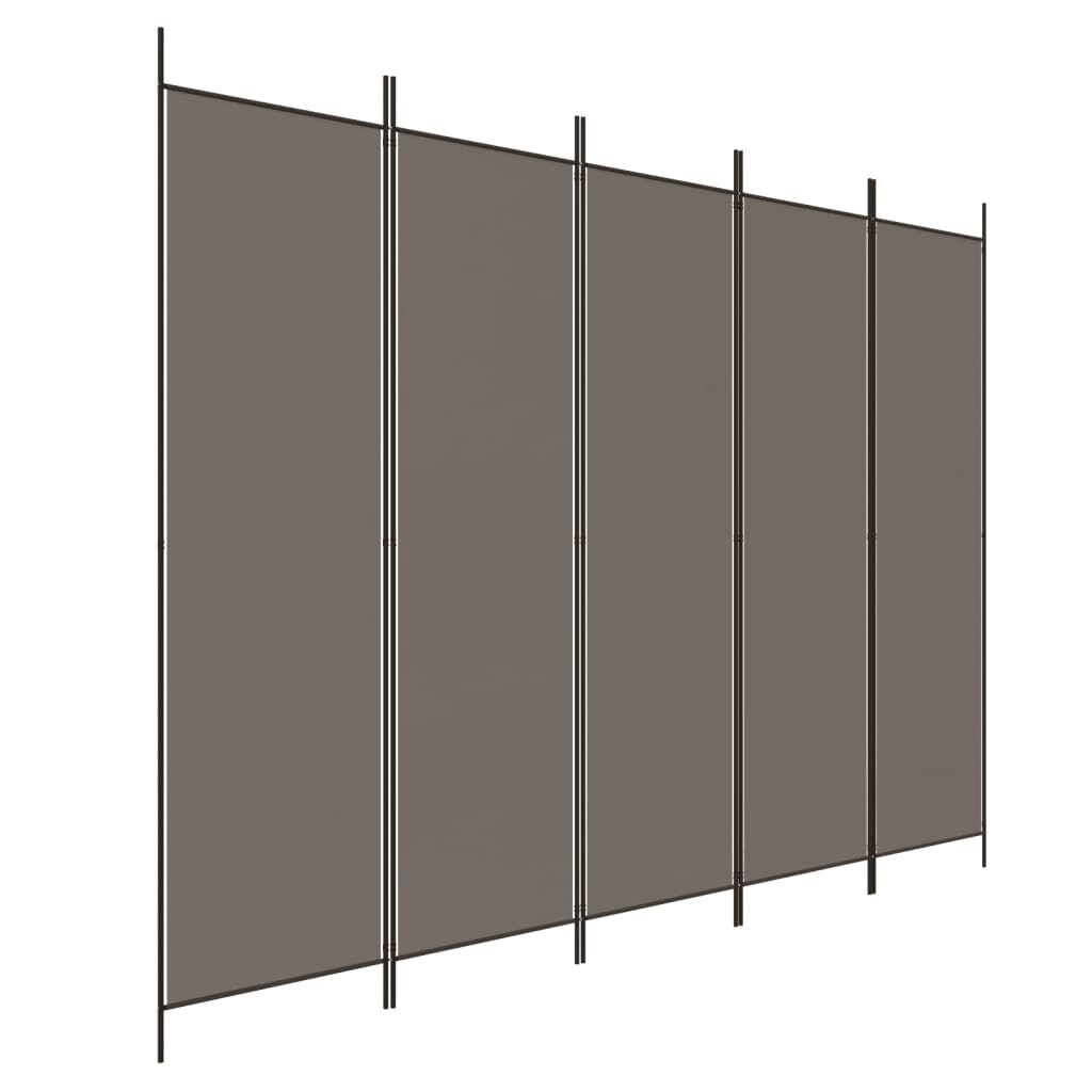 Cloison de séparation 5 panneaux Anthracite 250×220 cm Tissu