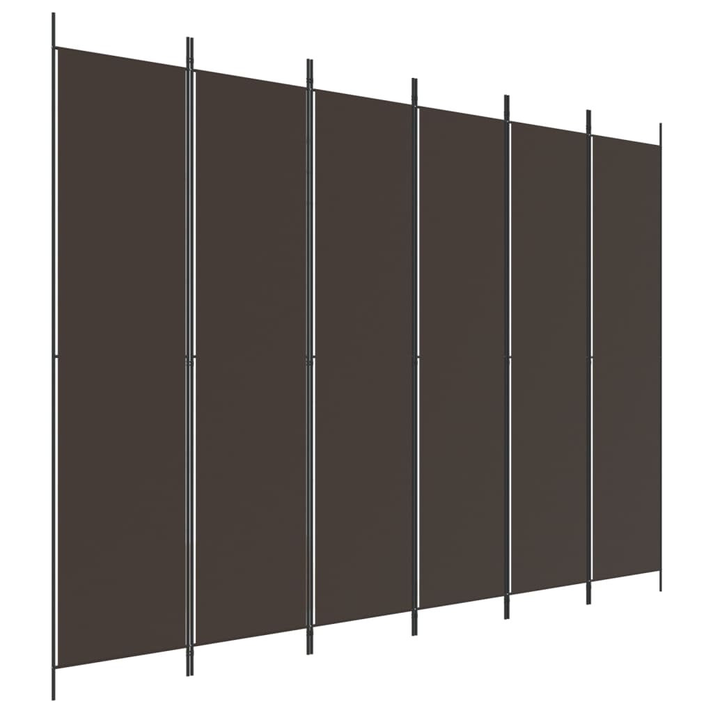 Cloison de séparation 6 panneaux Marron 300×220 cm Tissu