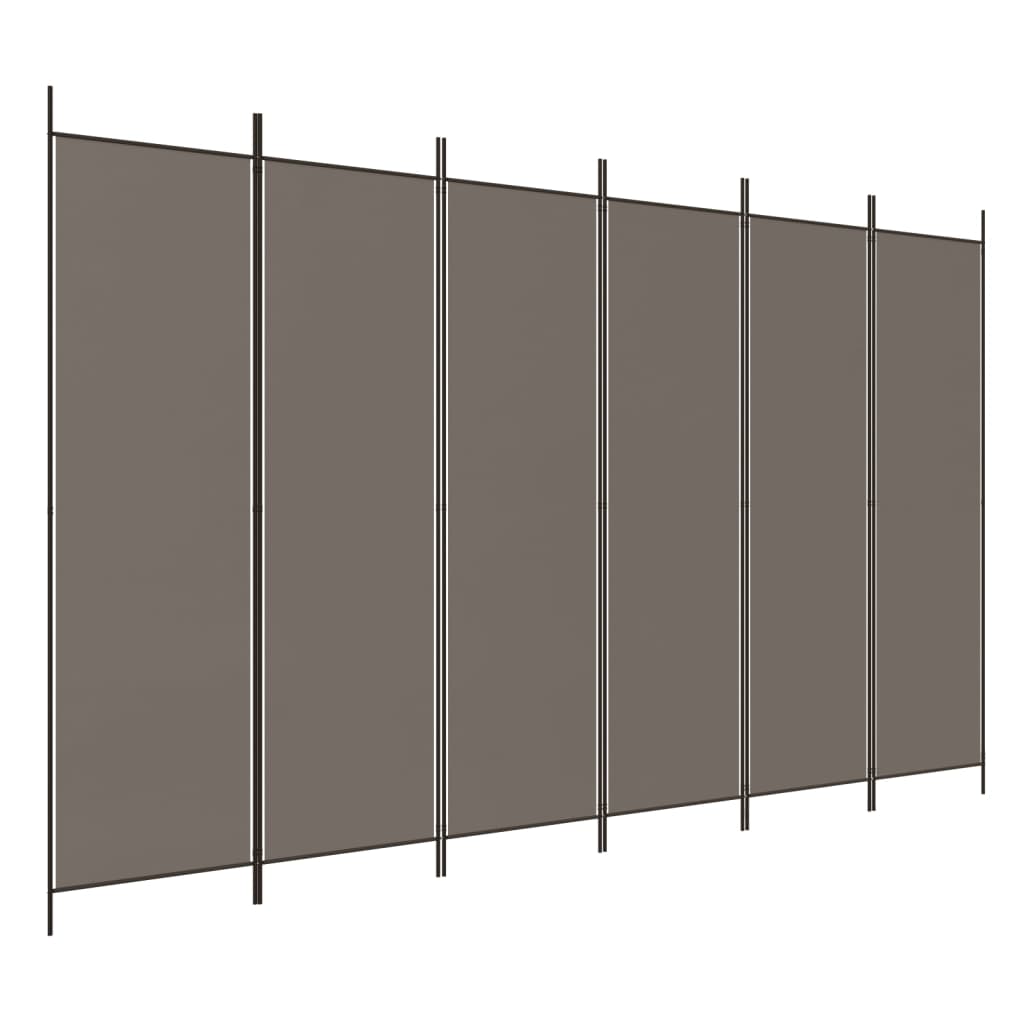 Cloison de séparation 6 panneaux Anthracite 300×220 cm Tissu