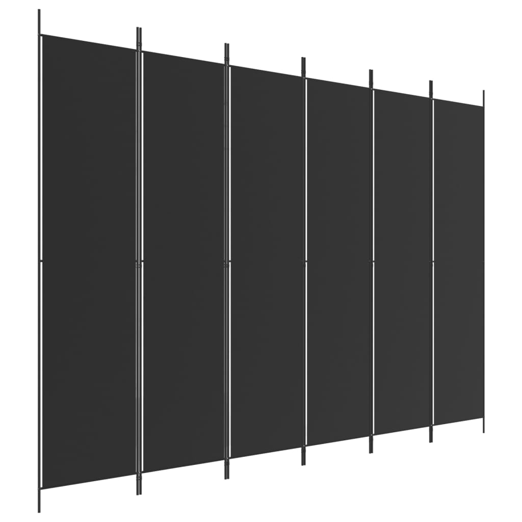 Cloison de séparation 6 panneaux Noir 300×220 cm Tissu