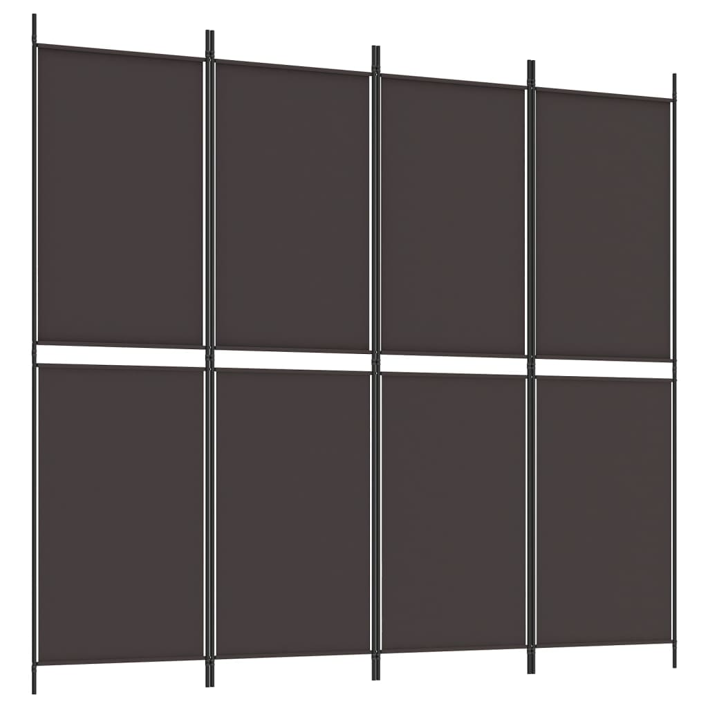 Cloison de séparation 4 panneaux Marron 200×180 cm Tissu