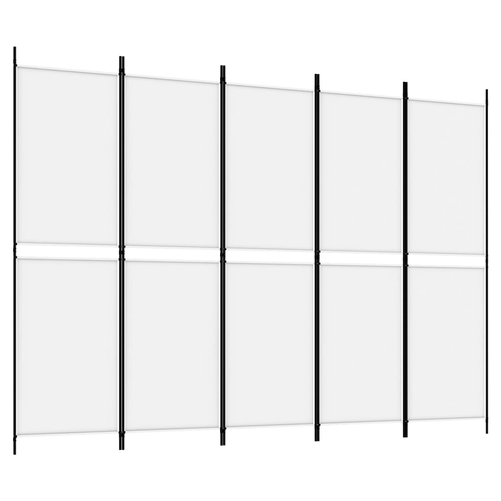 Cloison de séparation 5 panneaux Blanc 250×180 cm Tissu
