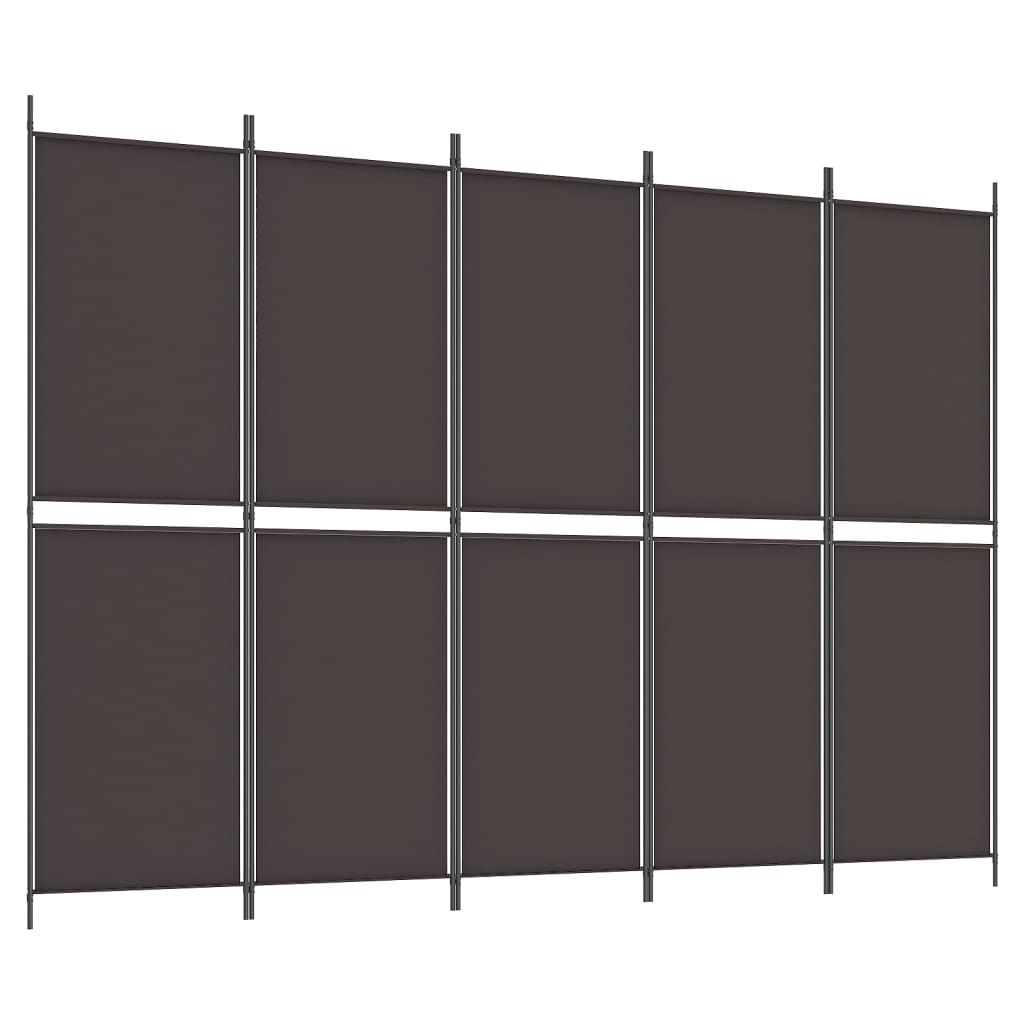 Cloison de séparation 5 panneaux Marron 250×180 cm Tissu