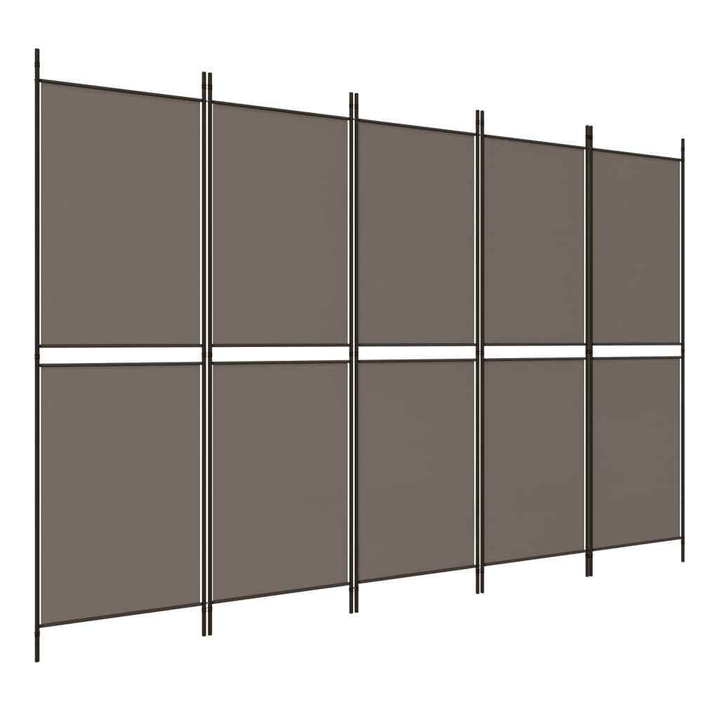 Cloison de séparation 5 panneaux Anthracite 250×180 cm Tissu