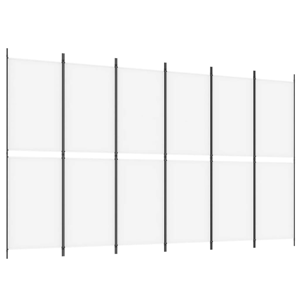 Cloison de séparation 6 panneaux Blanc 300×180 cm Tissu