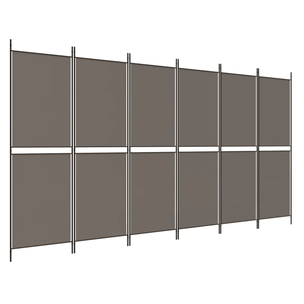 Cloison de séparation 6 panneaux Anthracite 300×180 cm Tissu