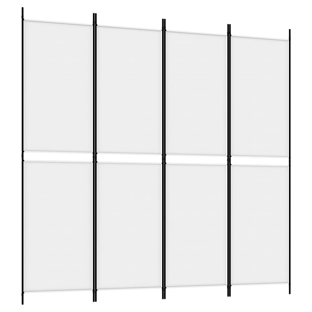 Cloison de séparation 4 panneaux Blanc 200×200 cm Tissu