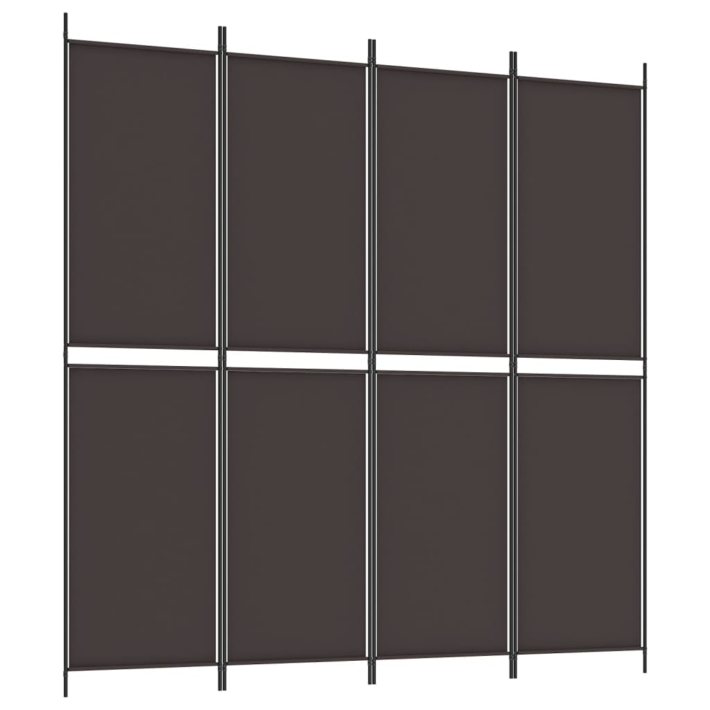 Cloison de séparation 4 panneaux Marron 200×200 cm Tissu