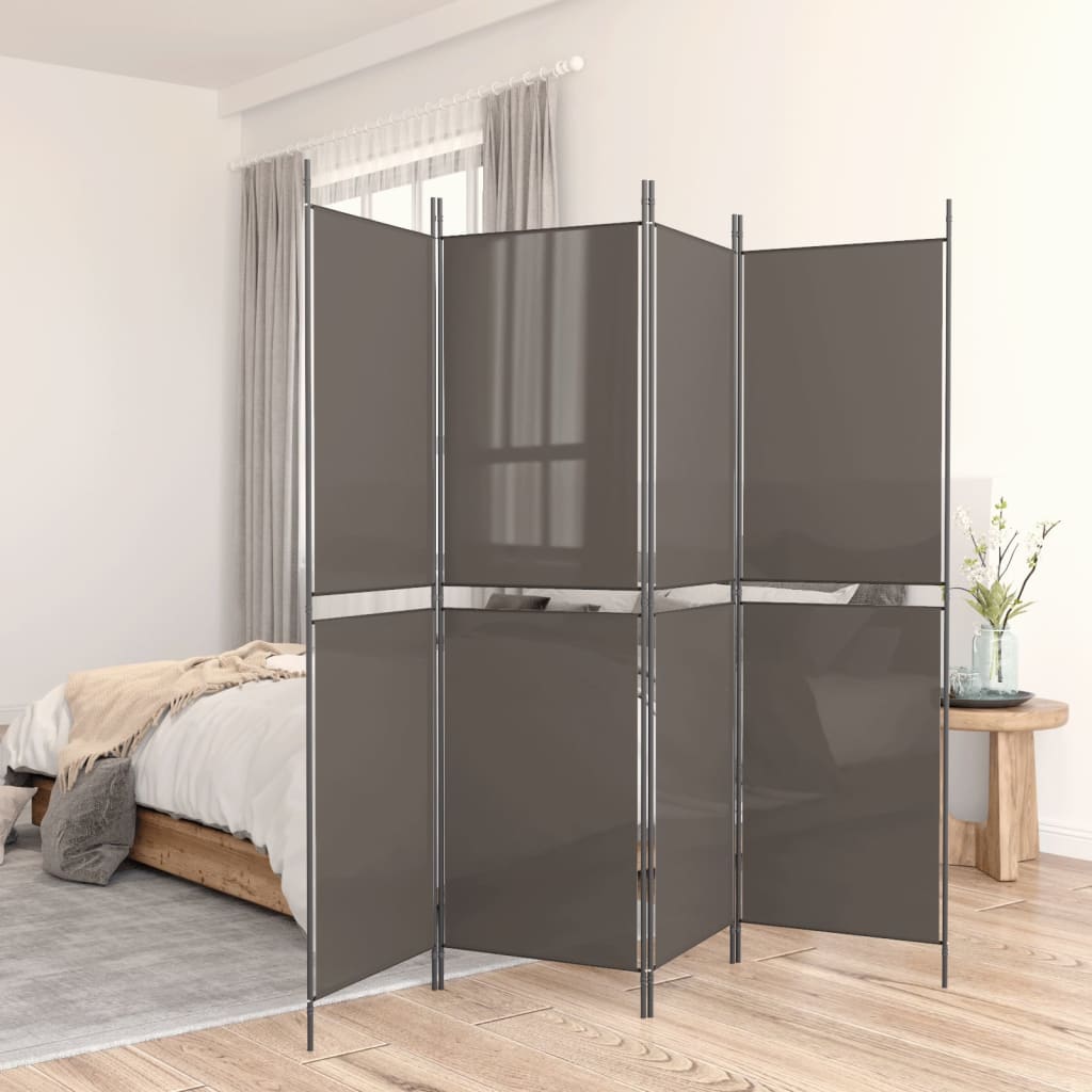 Cloison de séparation 4 panneaux Anthracite 200×200 cm Tissu