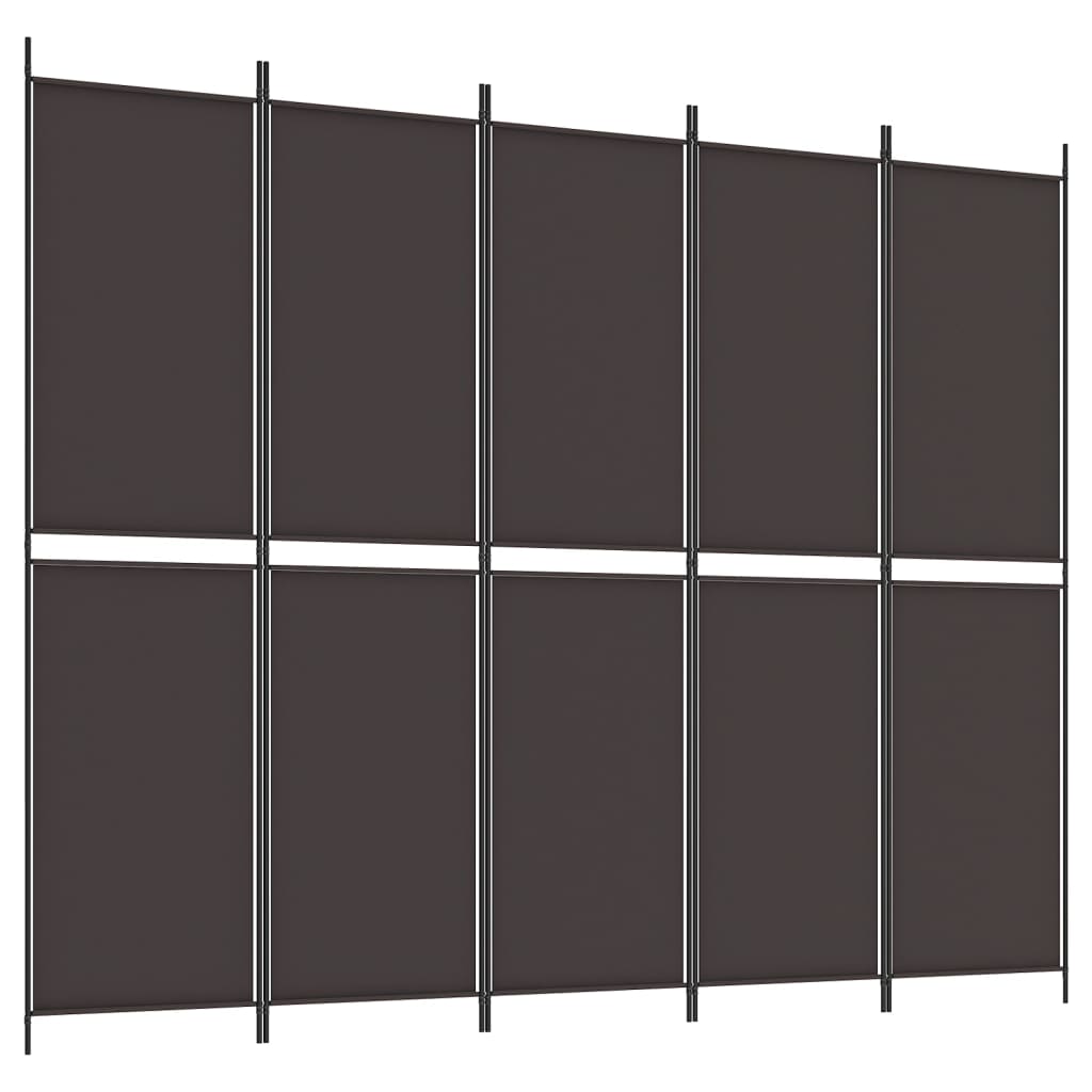 Cloison de séparation 5 panneaux Marron 250×200 cm Tissu