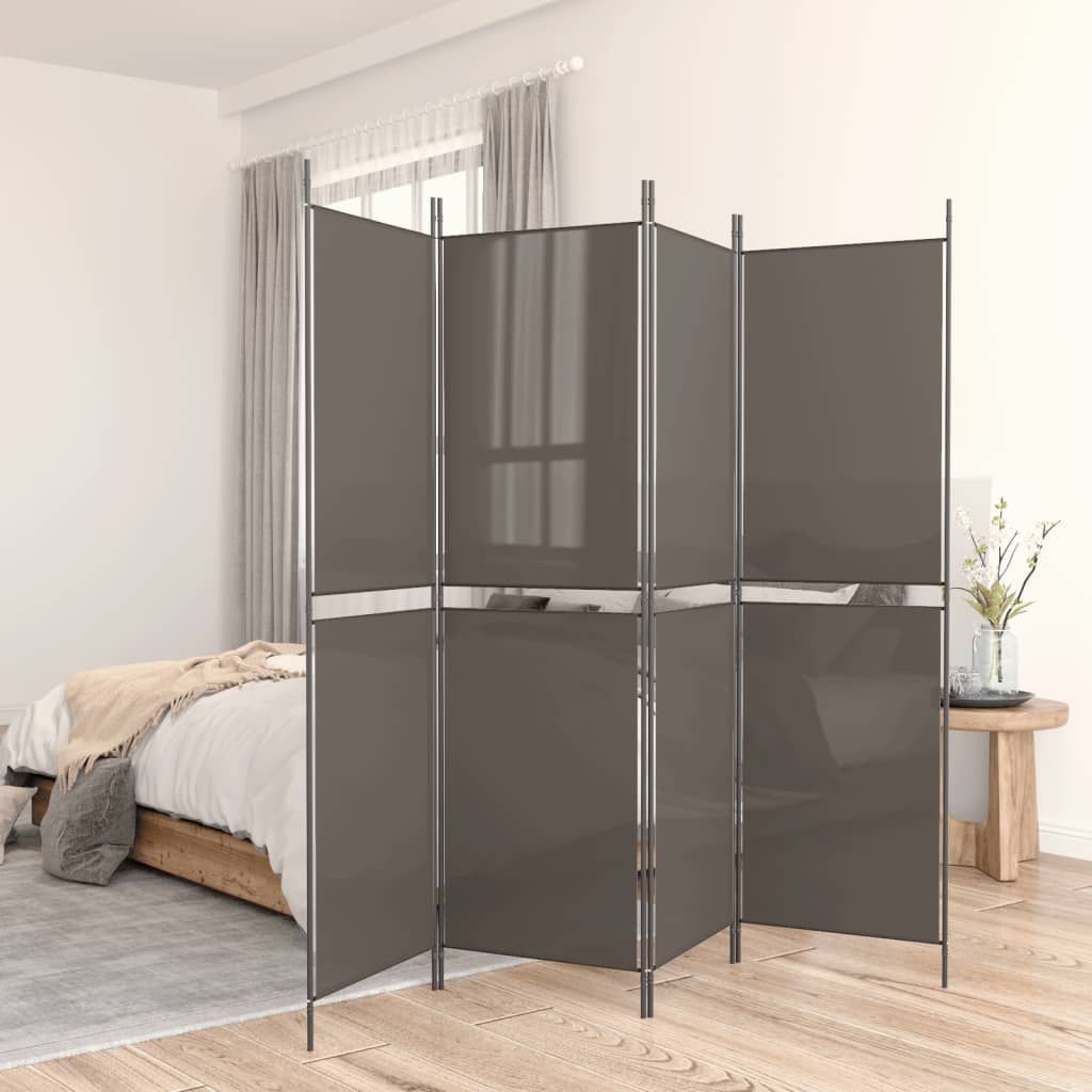 Cloison de séparation 5 panneaux Anthracite 250×200 cm Tissu