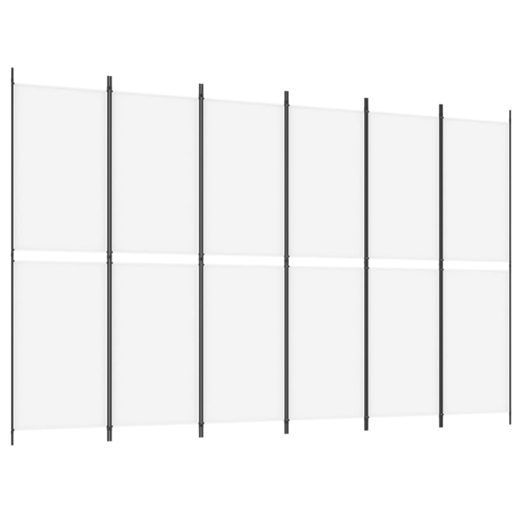 Cloison de séparation 6 panneaux Blanc 300×200 cm Tissu