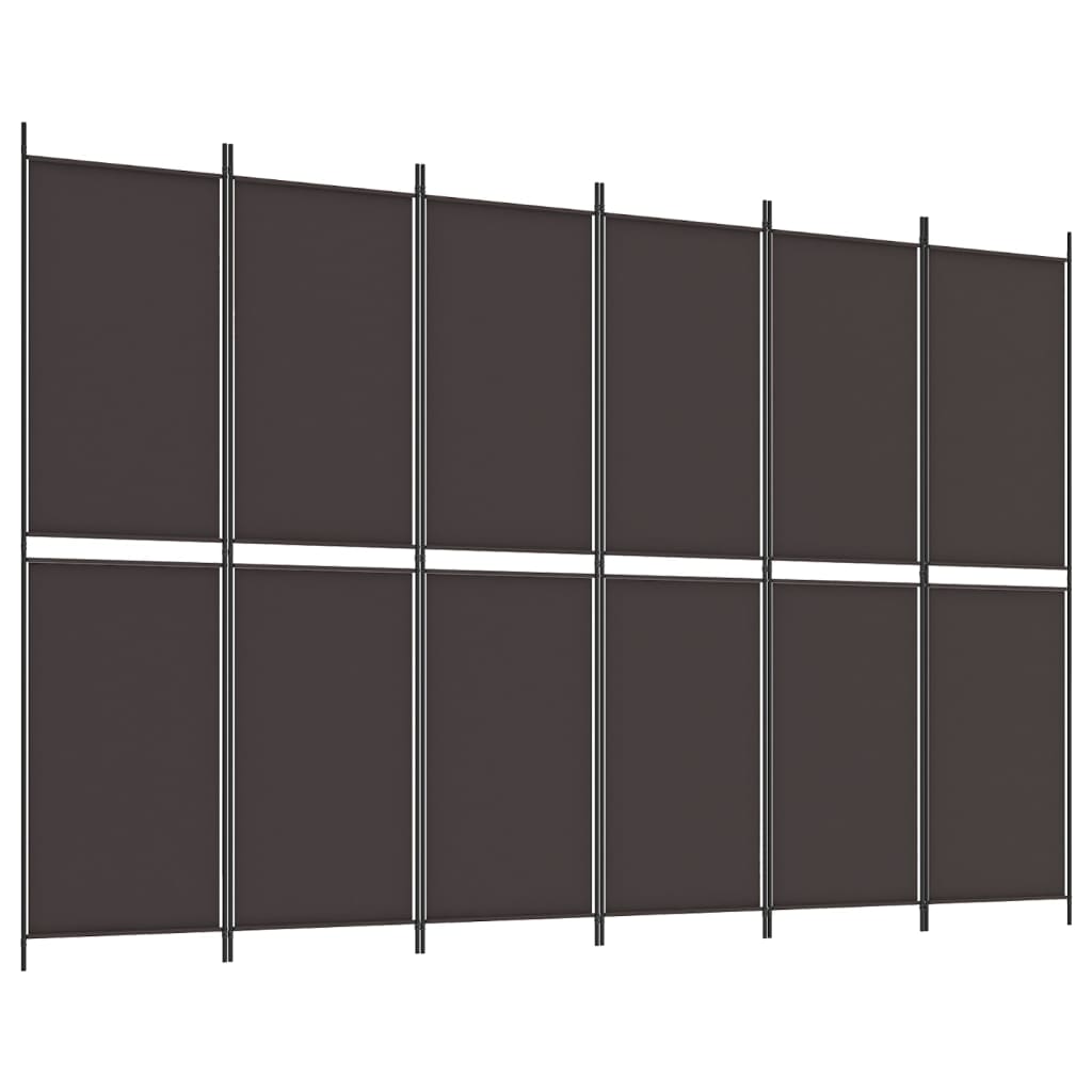 Cloison de séparation 6 panneaux Marron 300×200 cm Tissu