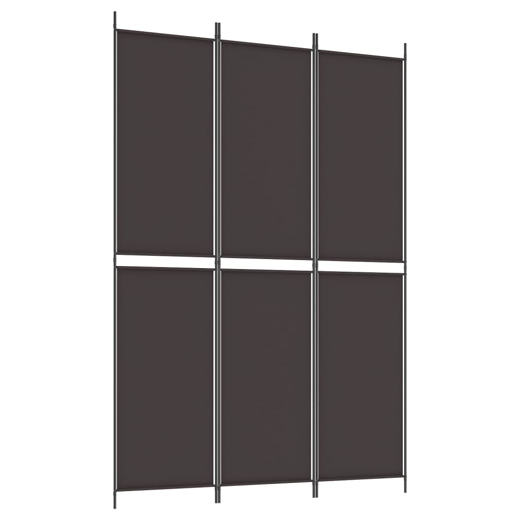 Cloison de séparation 3 panneaux Marron 150×220 cm Tissu