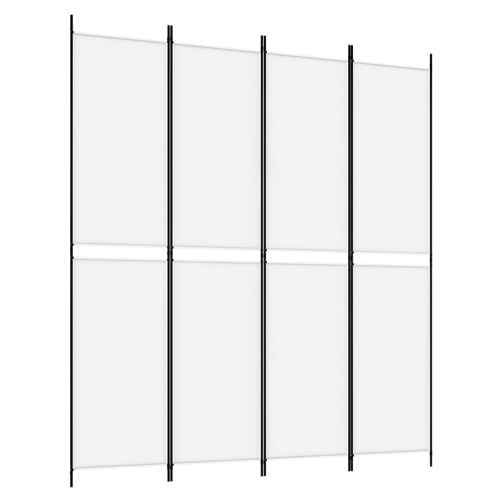 Cloison de séparation 4 panneaux Blanc 200×220 cm Tissu