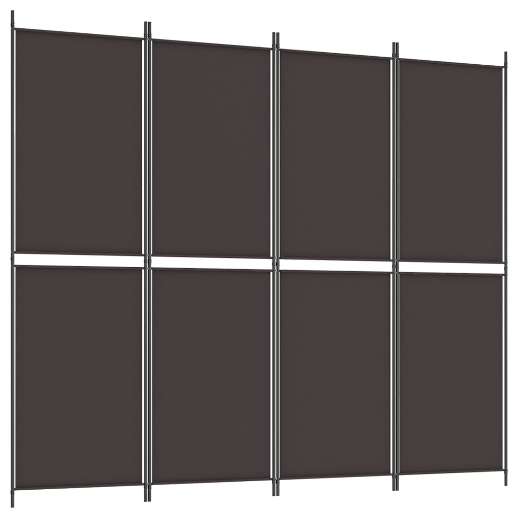 Cloison de séparation 4 panneaux Marron 200×220 cm Tissu