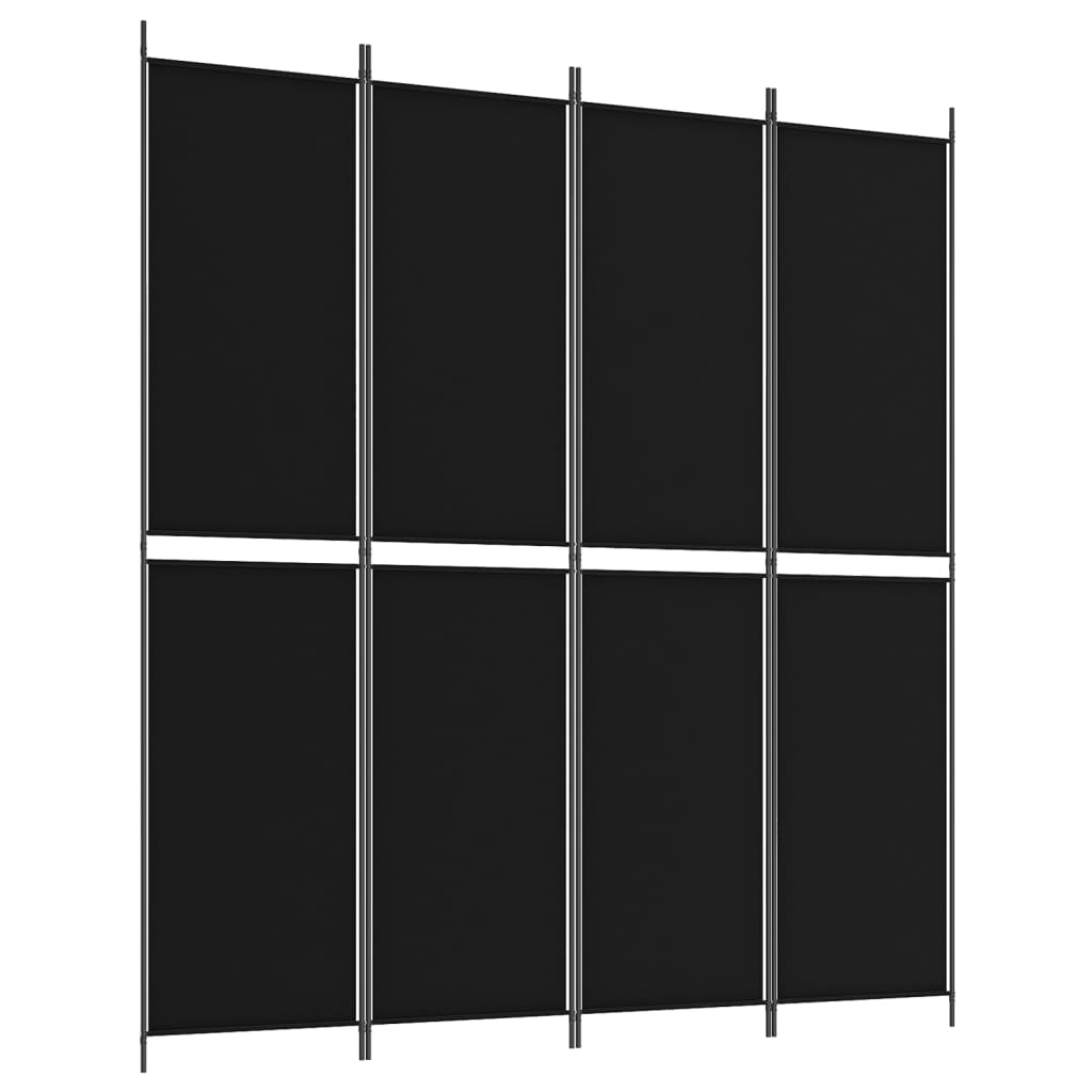 Cloison de séparation 4 panneaux Noir 200×220 cm Tissu