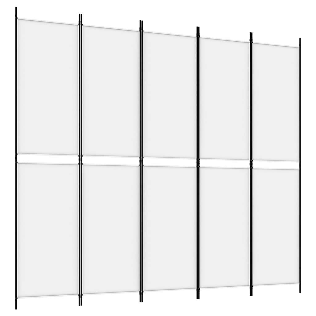 Cloison de séparation 5 panneaux Blanc 250×220 cm Tissu