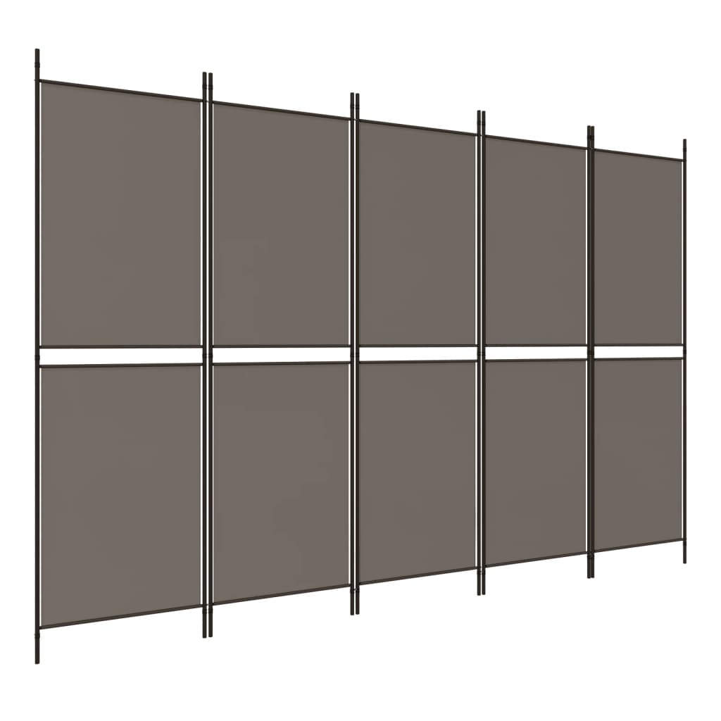 Cloison de séparation 5 panneaux Anthracite 250×220 cm Tissu