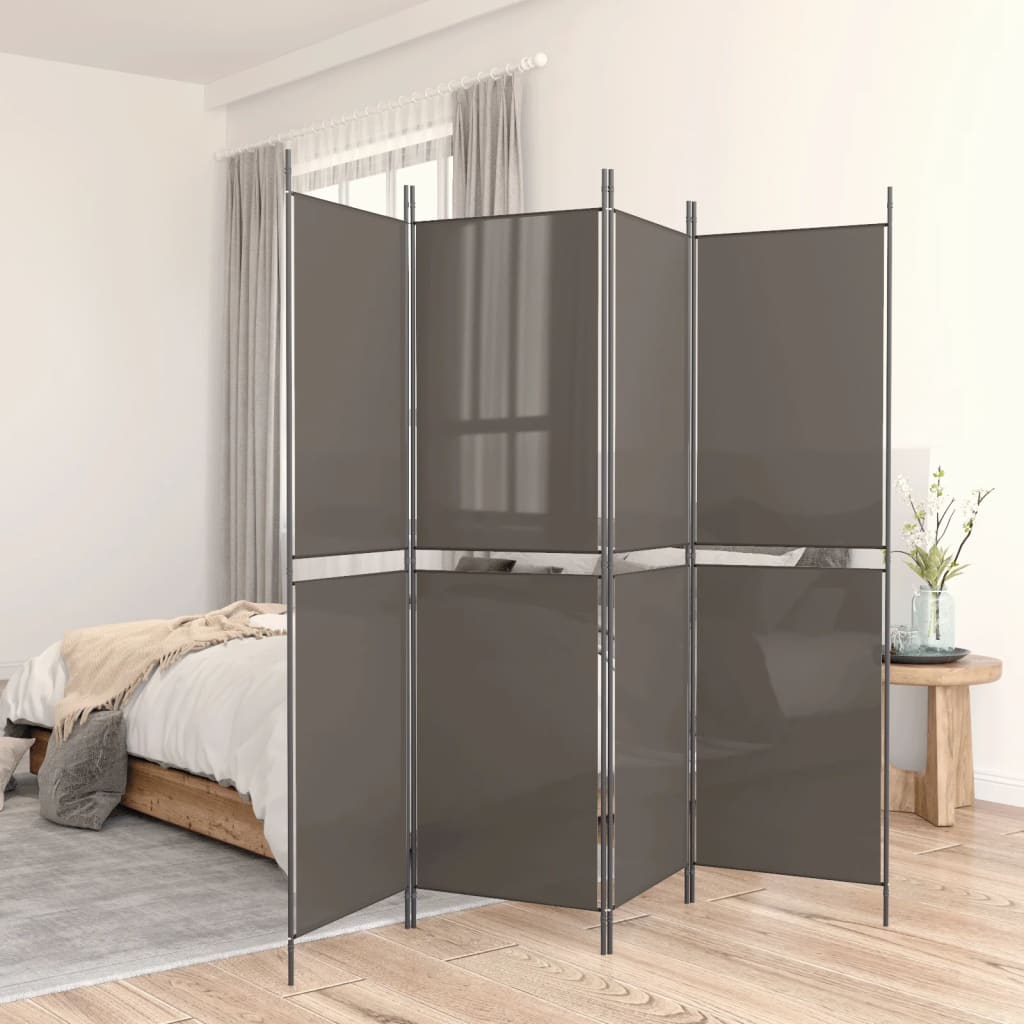 Cloison de séparation 5 panneaux Anthracite 250×220 cm Tissu