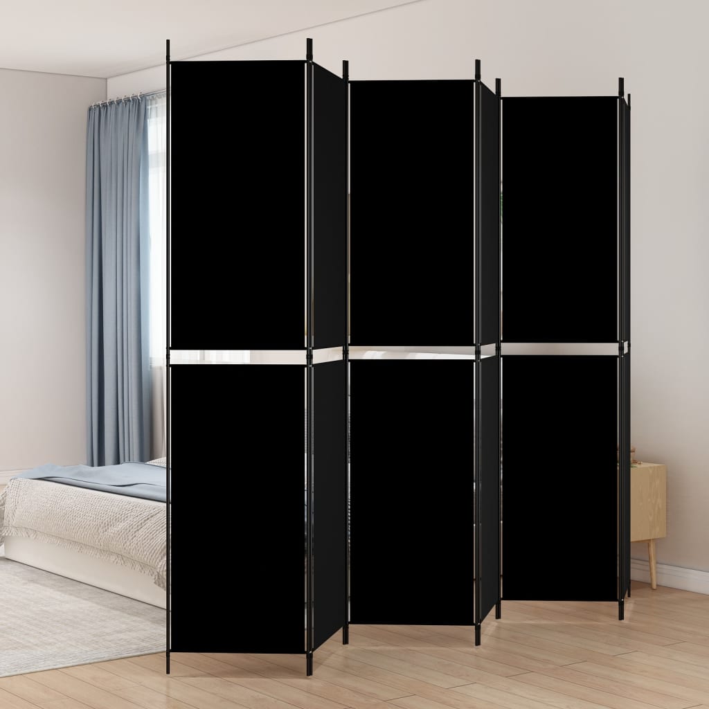 Paravent intérieur 6 panneaux Noir 300×220 cm Tissu