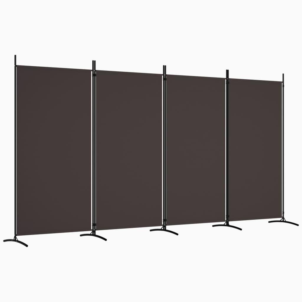 Cloison de séparation 4 panneaux Marron 346×180 cm Tissu