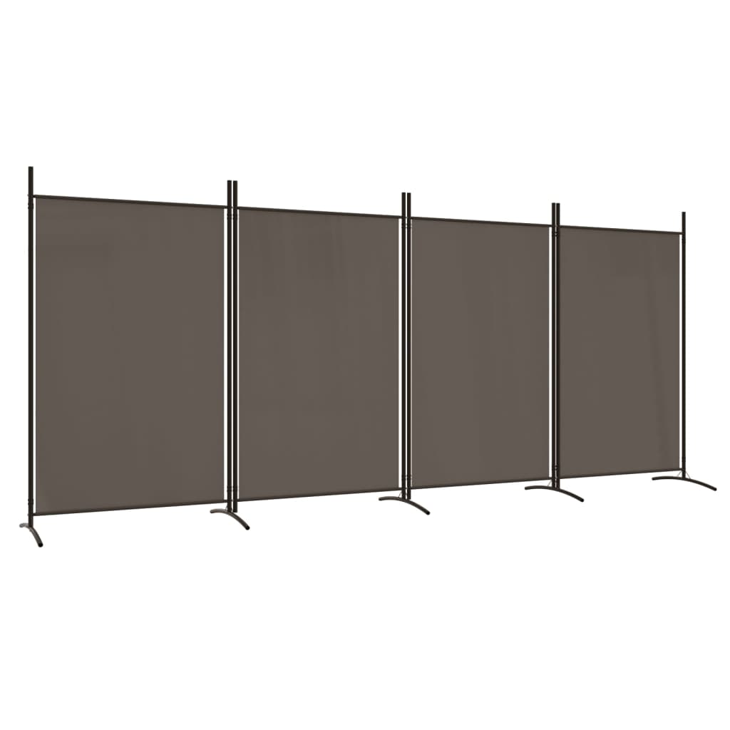 Cloison de séparation 4 panneaux Anthracite 346×180 cm Tissu