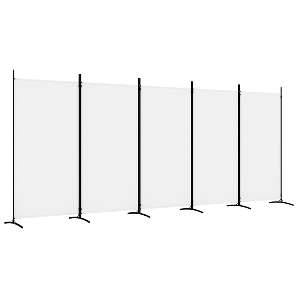 Cloison de séparation 5 panneaux Blanc 433×180 cm Tissu