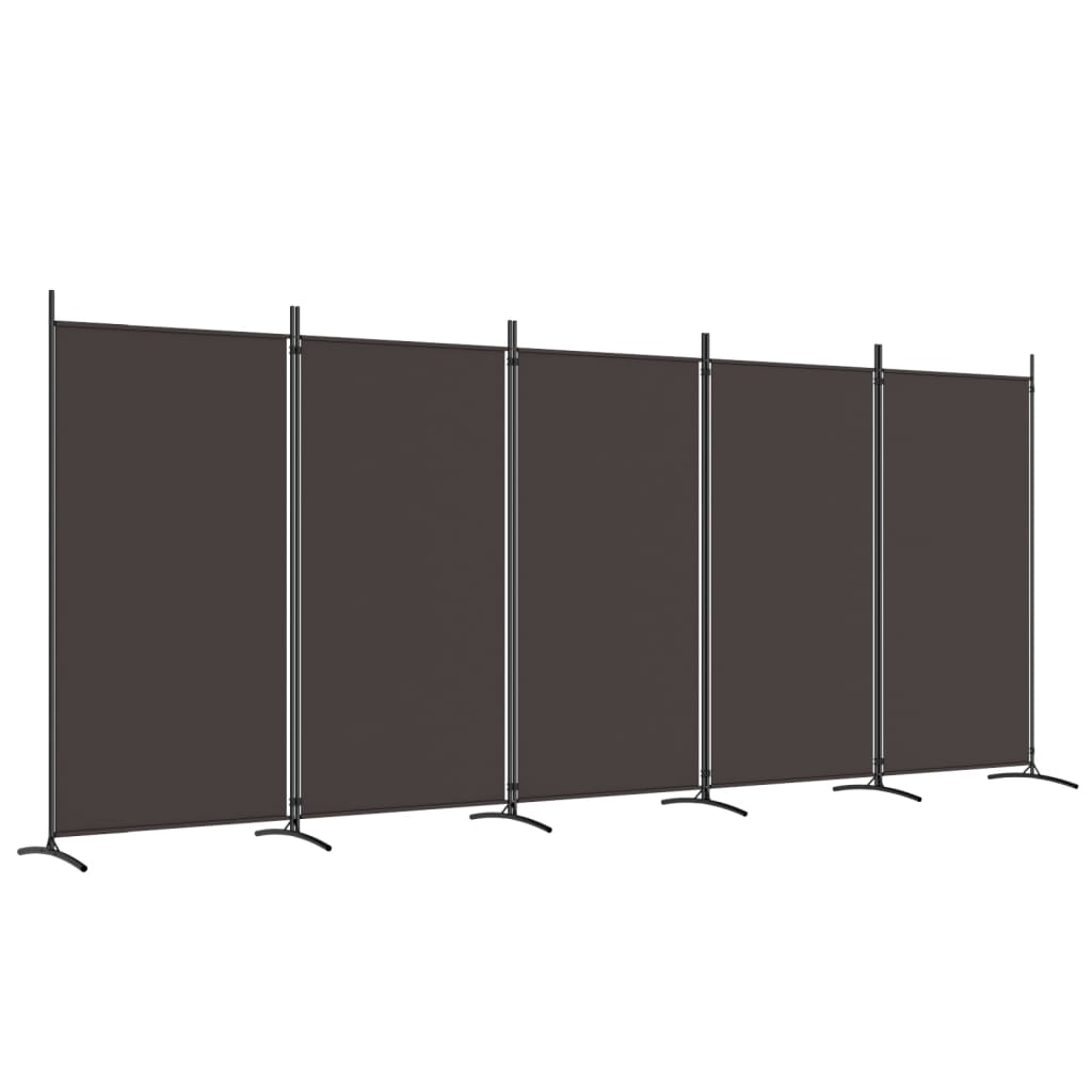 Cloison de séparation 5 panneaux Marron 433×180 cm Tissu