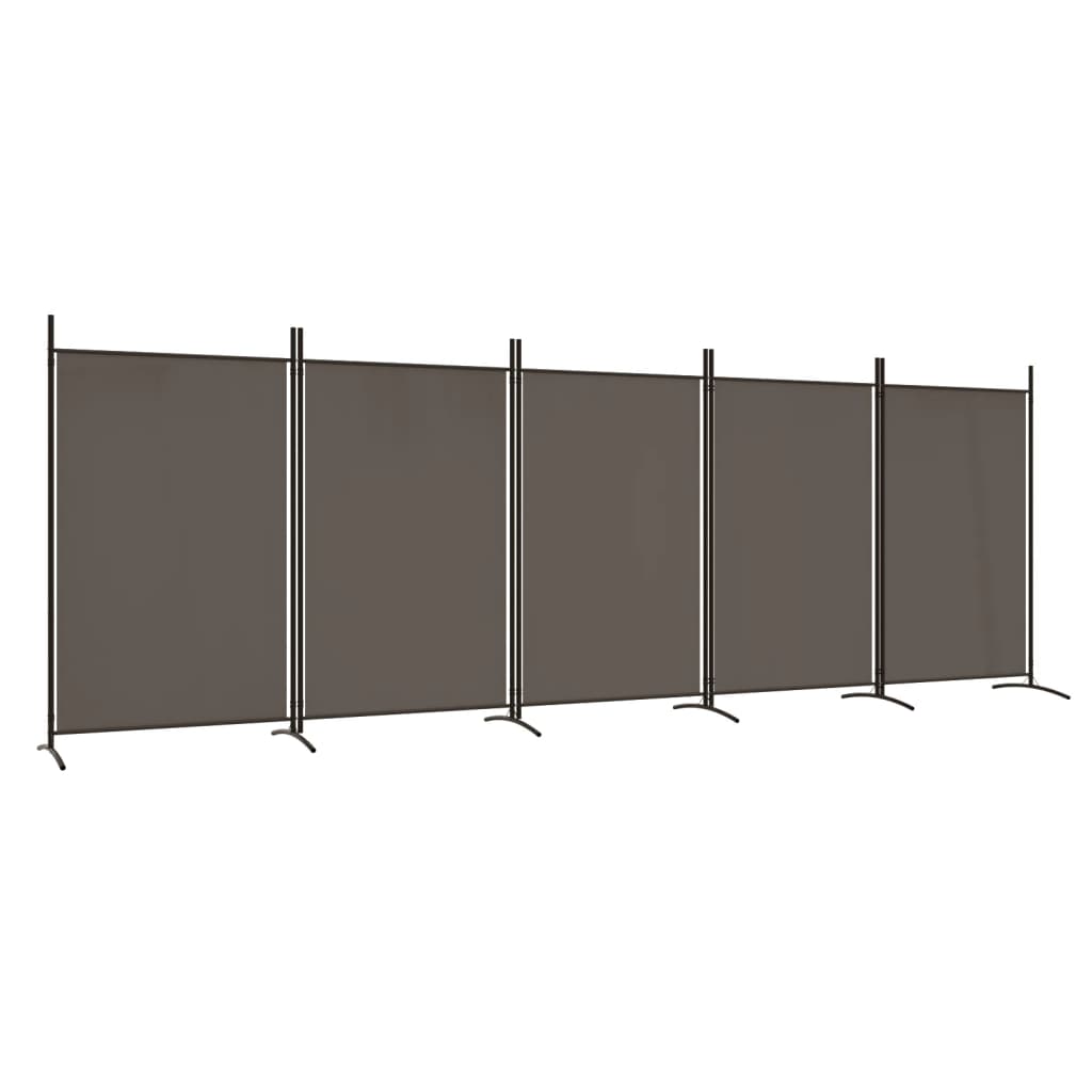 Cloison de séparation 5 panneaux Anthracite 433×180 cm Tissu