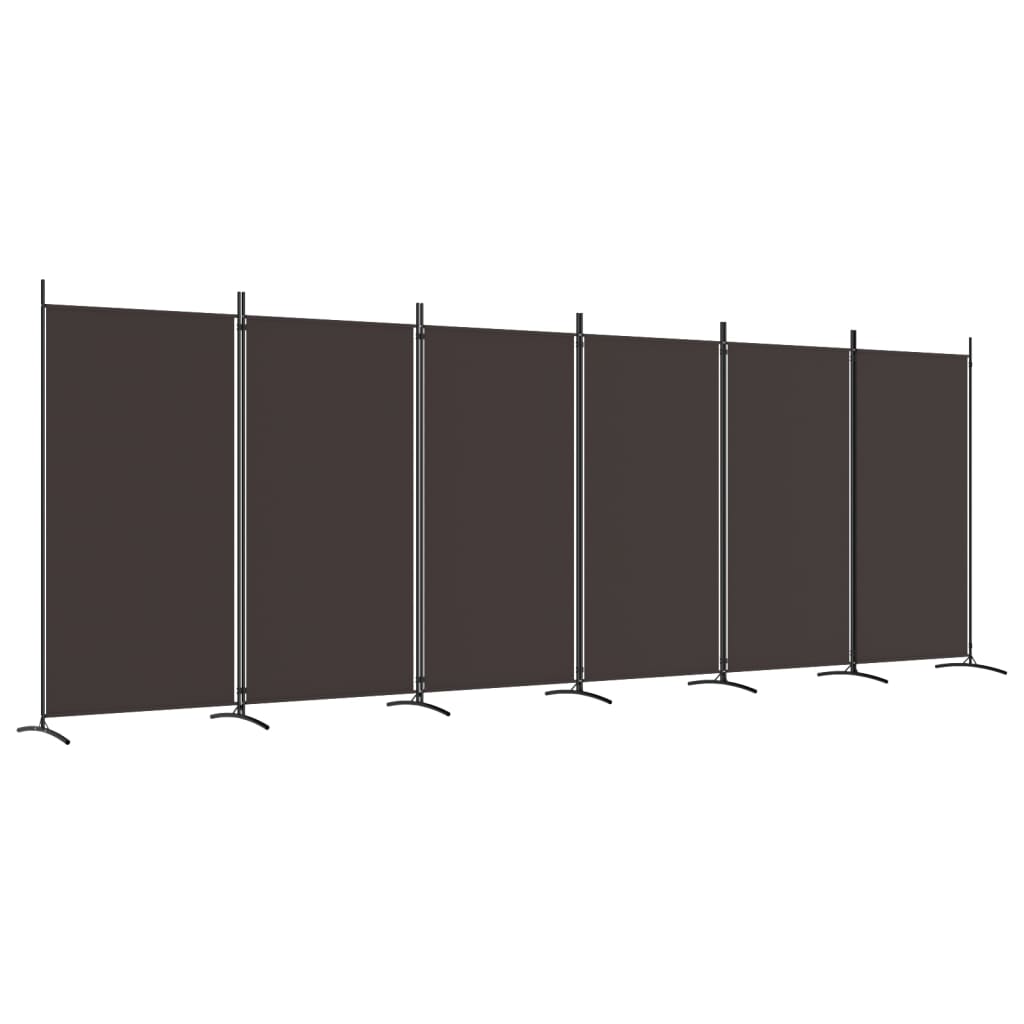 Cloison de séparation 6 panneaux Marron 520×180 cm Tissu