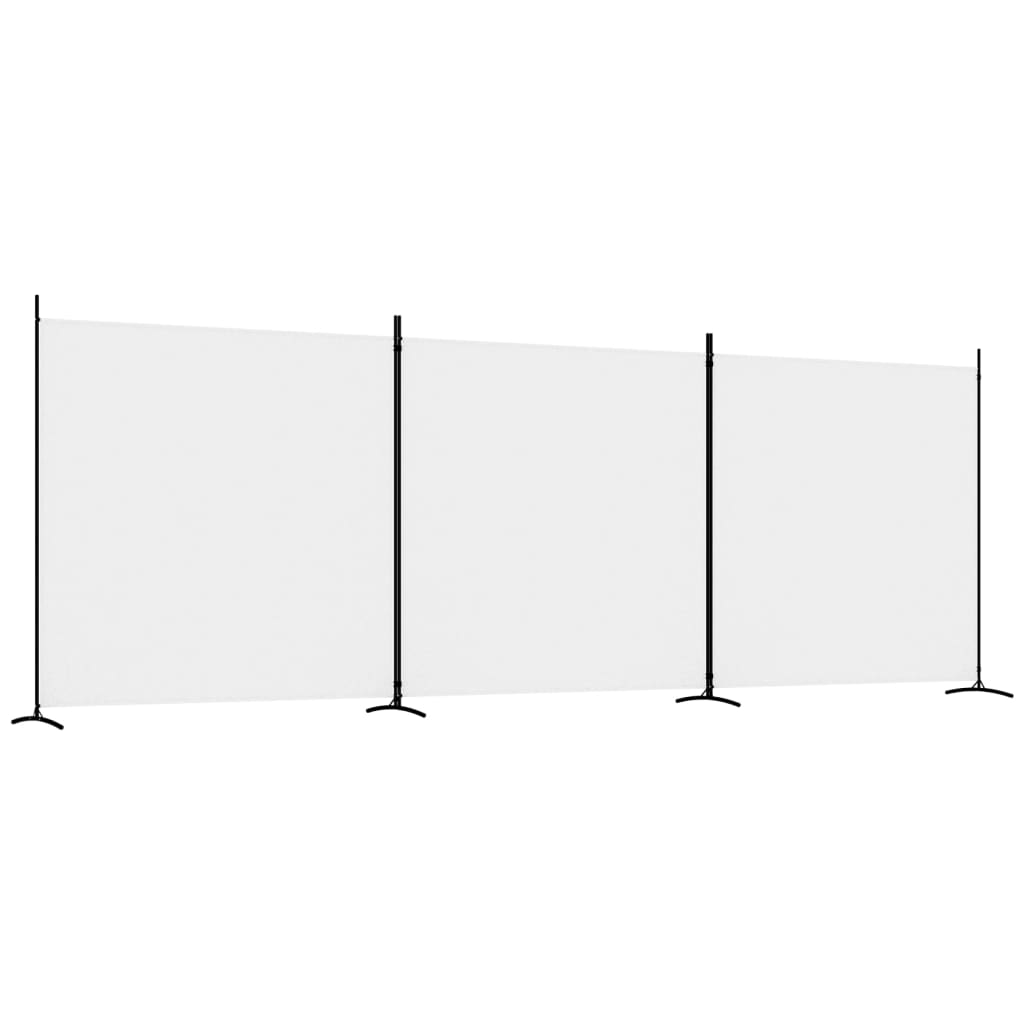 Cloison de séparation 3 panneaux Blanc 525×180 cm Tissu