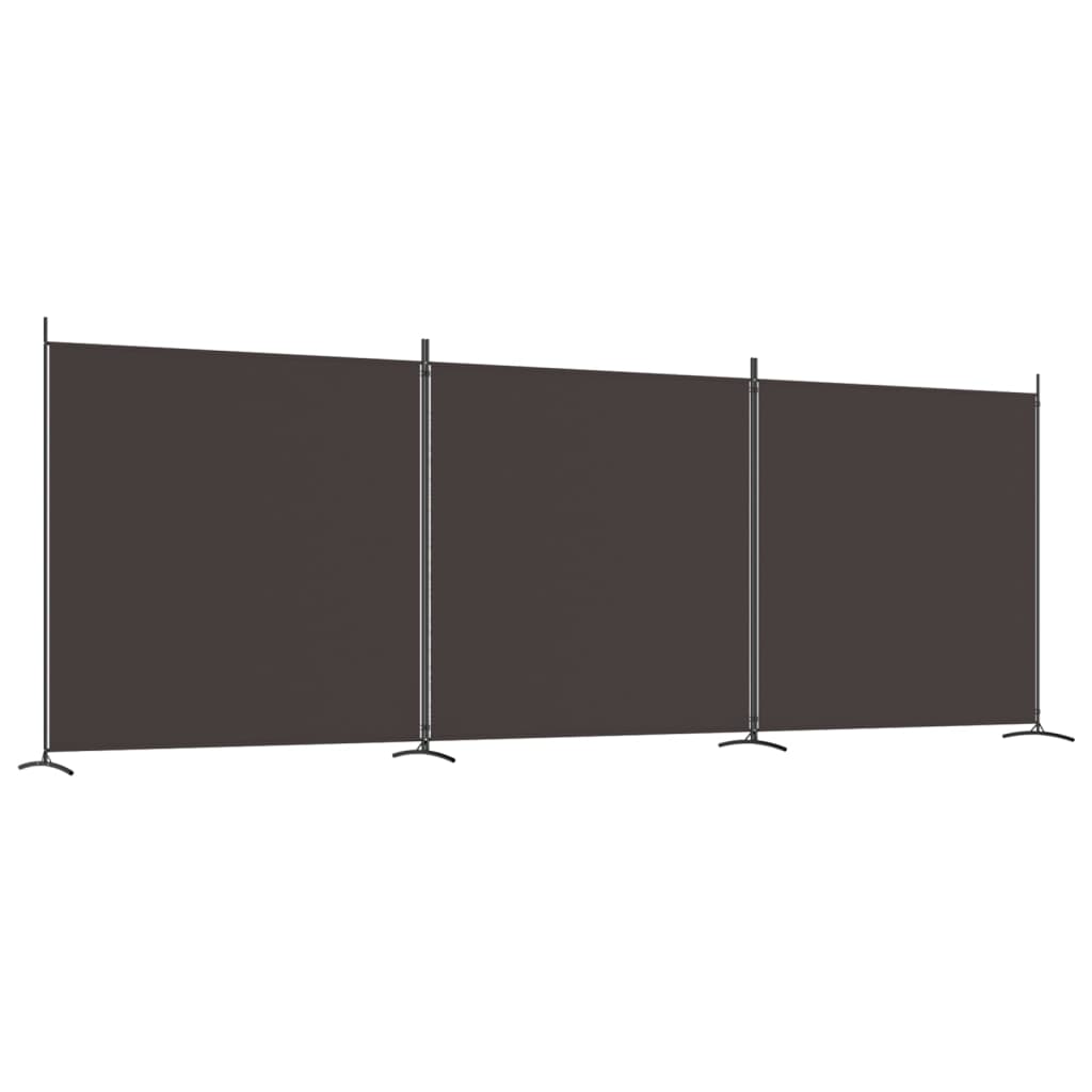 Paravent intérieur 3 panneaux Marron 525×180 cm Tissu