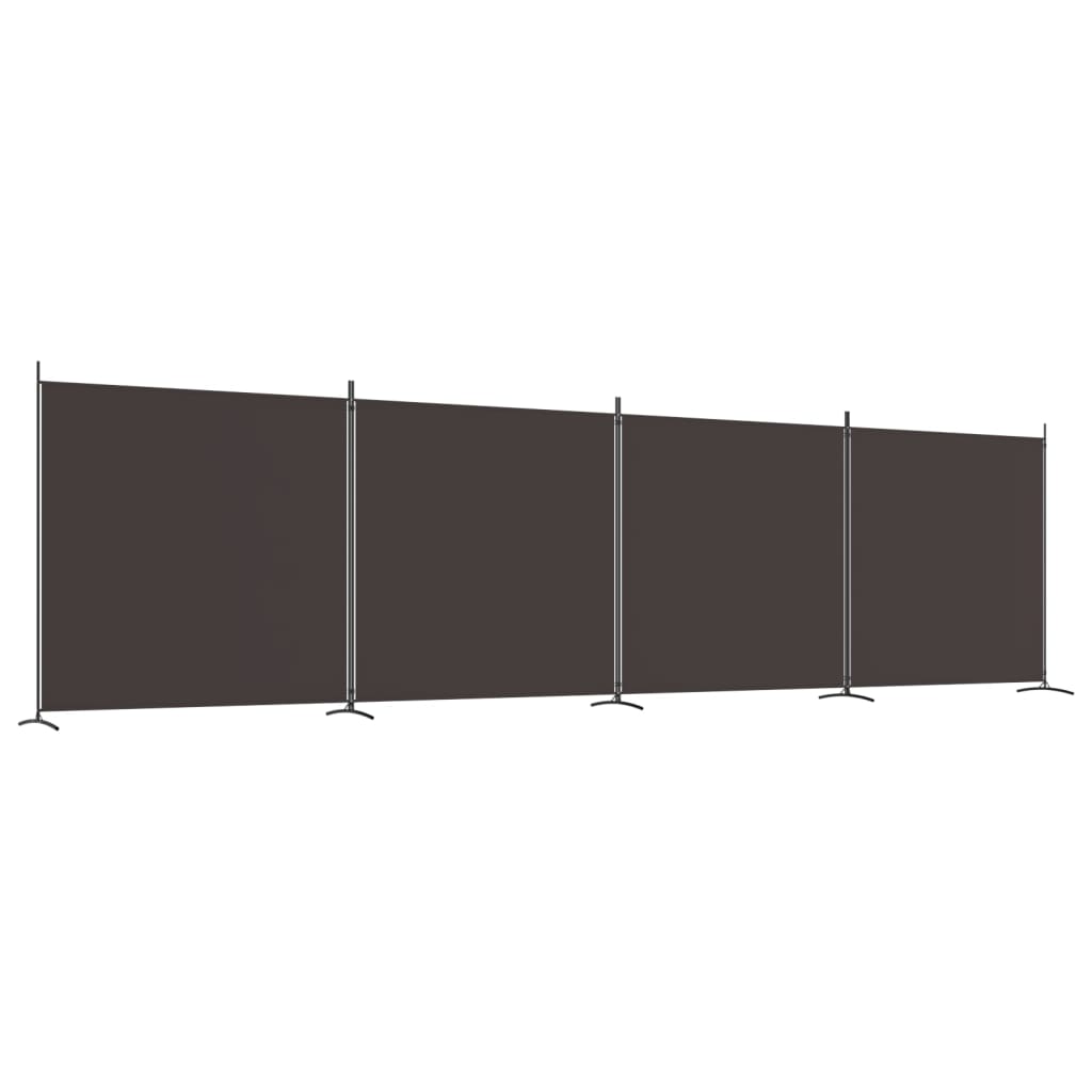 Cloison de séparation 4 panneaux Marron 698×180 cm Tissu