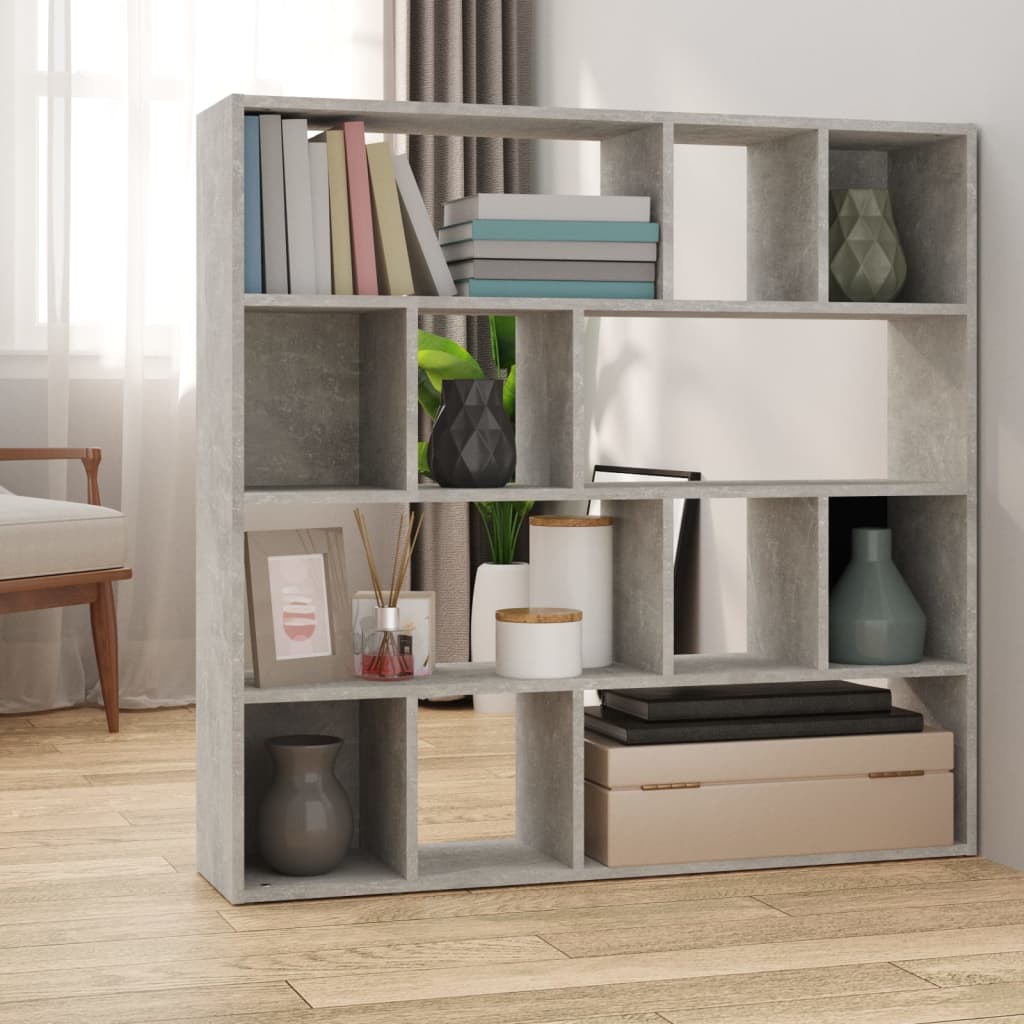 Bibliothèque / étagère Cloison WIFESE - 60x30x166 Cm - Gris Béton - Rangement Livres Et Décoration
