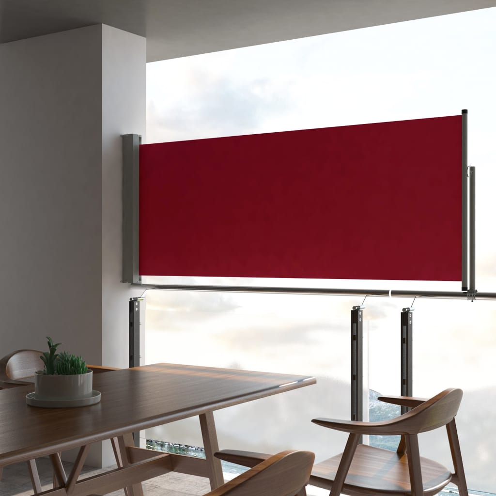 Paravent extérieur rétractable de patio 100×300 cm Rouge