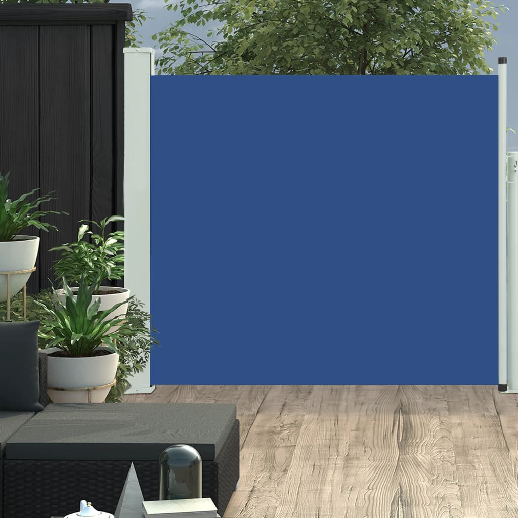 Paravent extérieur rétractable de patio 100×300 cm Bleu