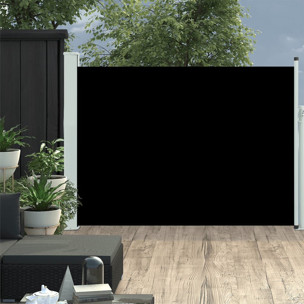 Paravent extérieur rétractable de patio 100×500 cm Noir