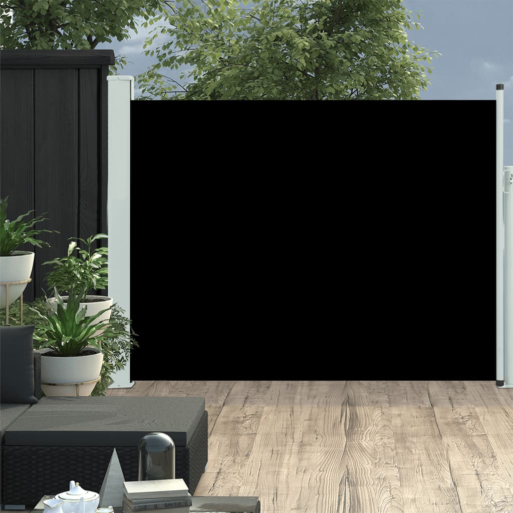 Paravent extérieur rétractable de patio 140×500 cm Noir