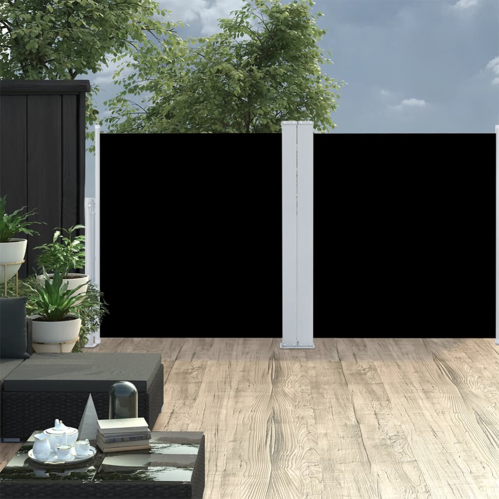 Paravent extérieur rétractable Noir 120 x 600 cm